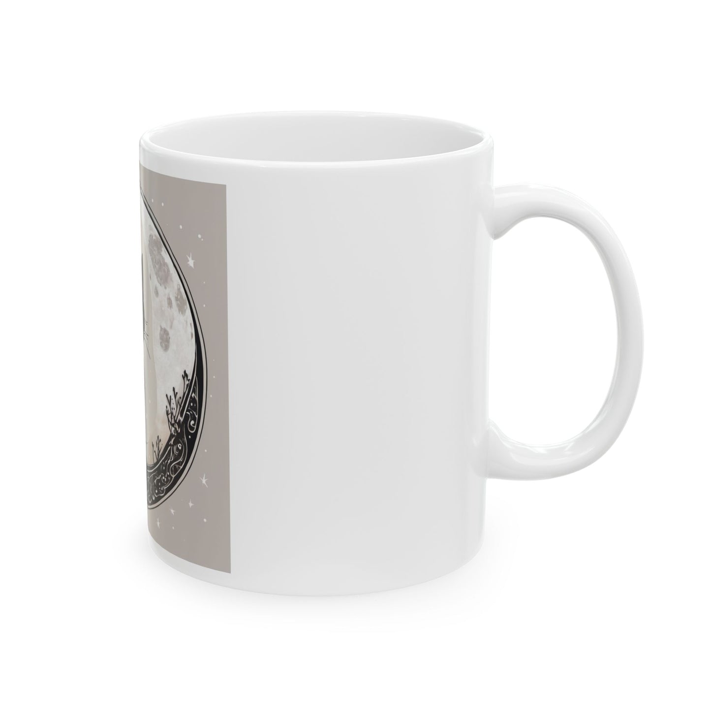 Moon Cat Ceramic Mug, (11oz, 15oz)
