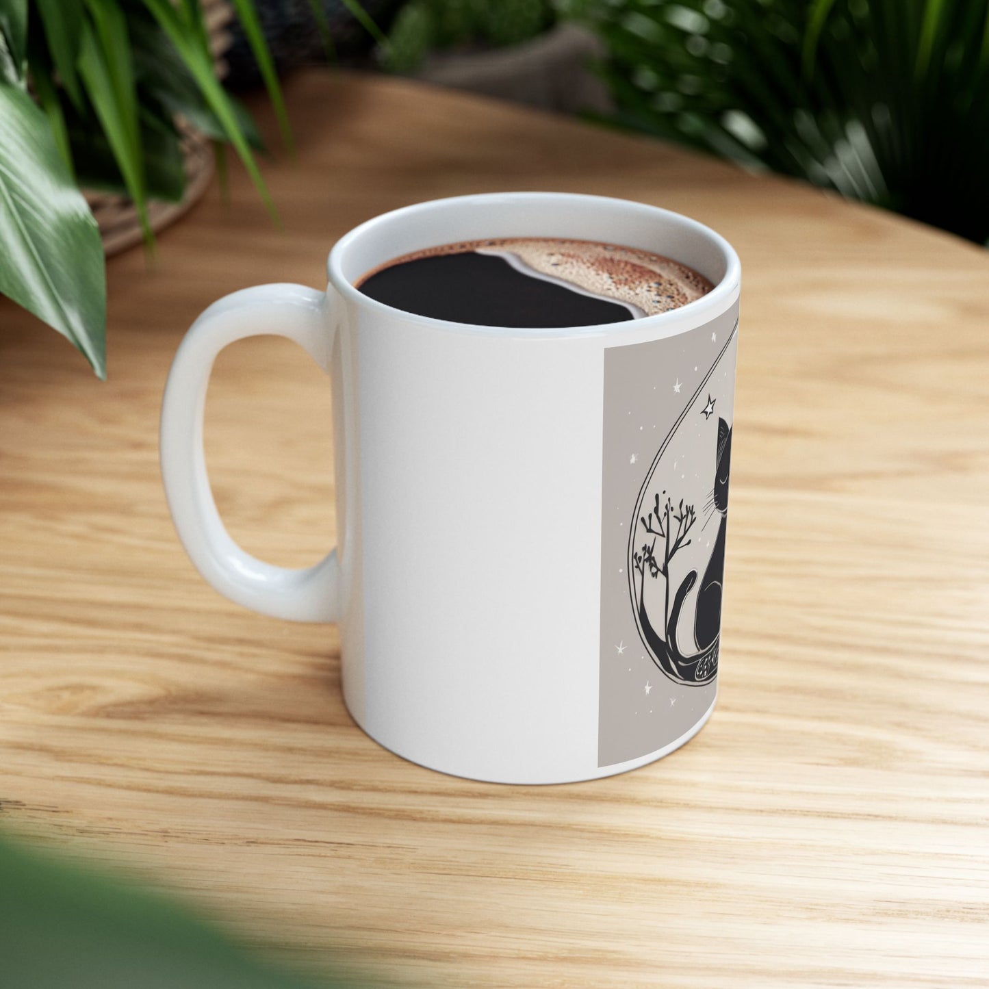 Moon Cat Ceramic Mug, (11oz, 15oz)