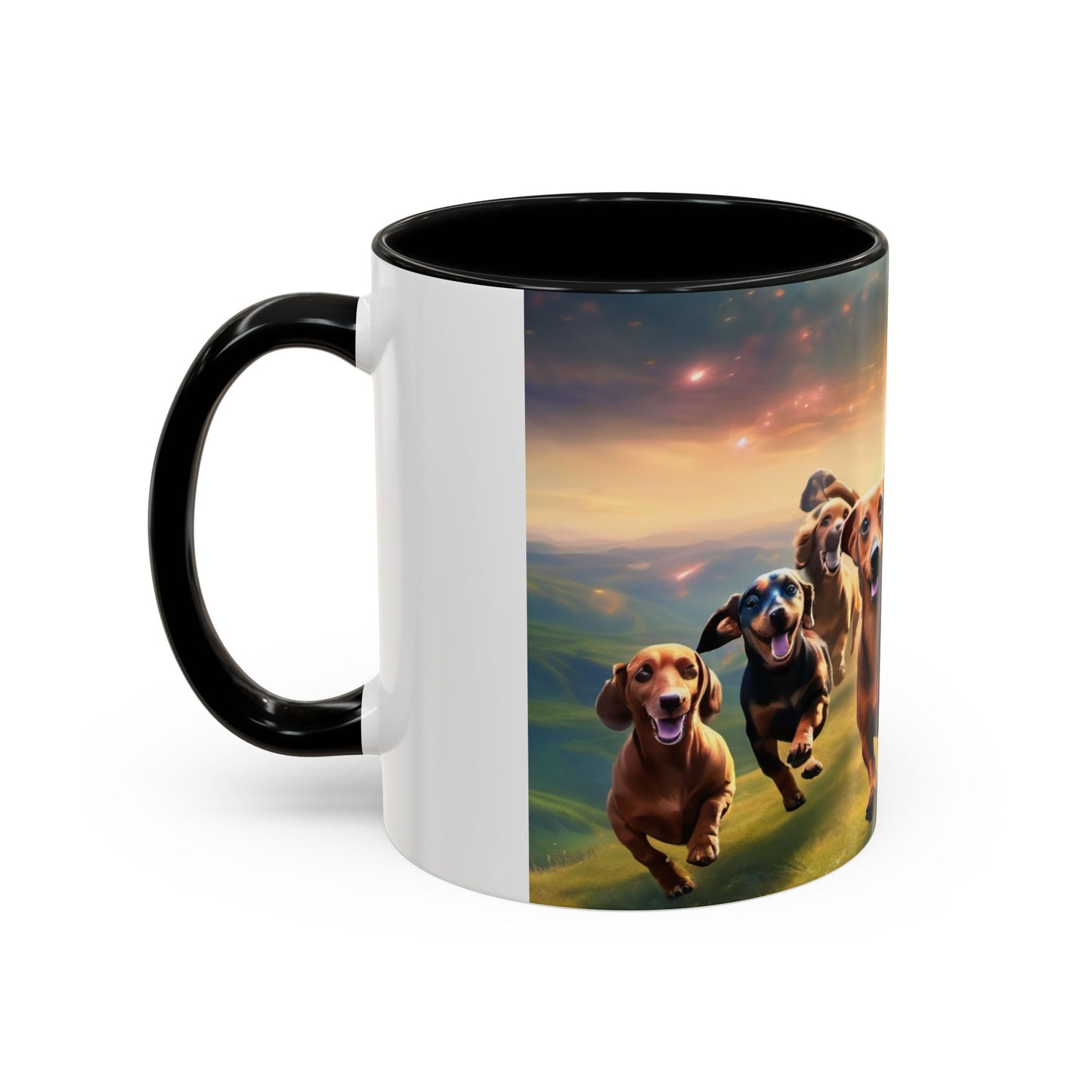 Dachshund dogs running Accent Coffee Mug (11, 15oz)