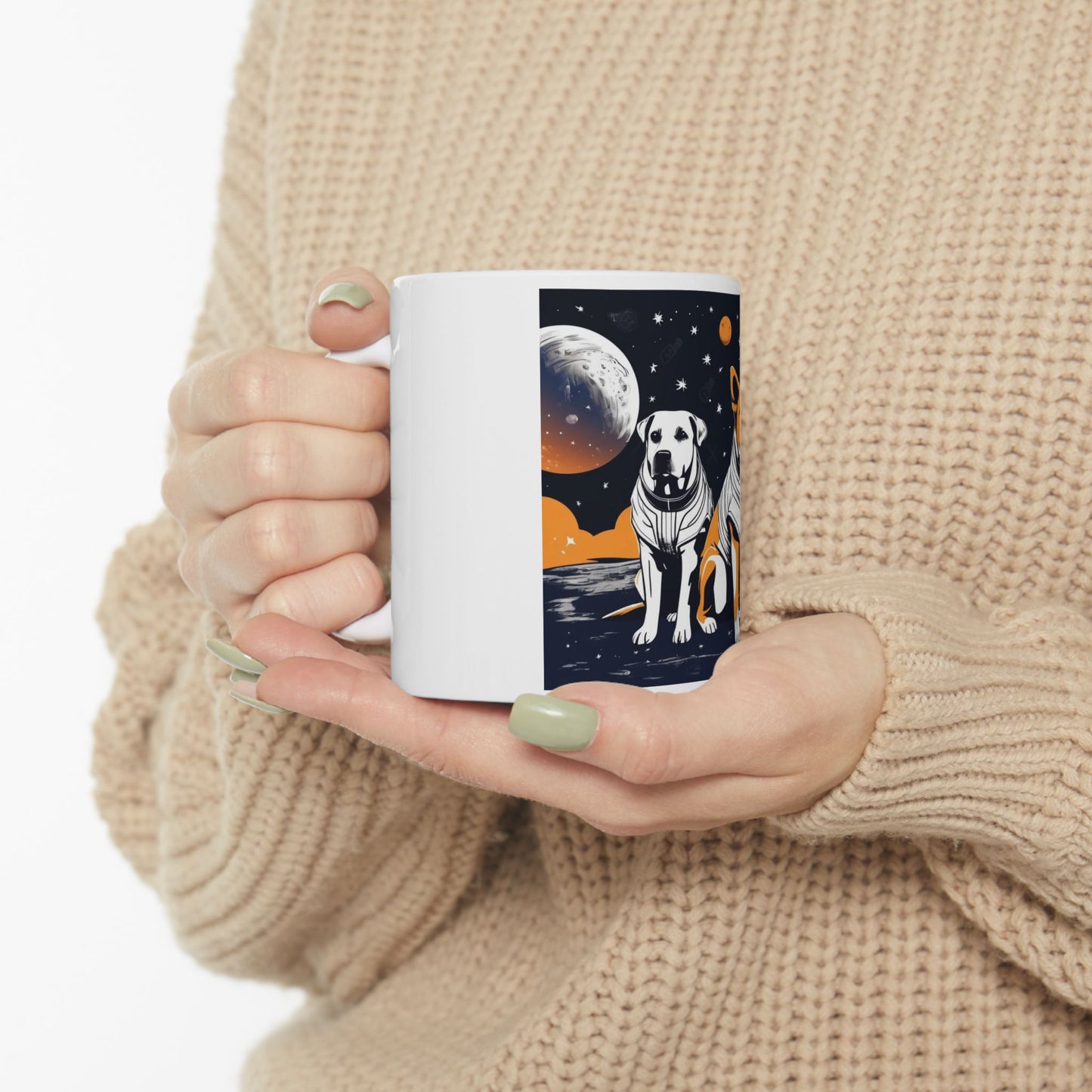 Space Dogs on the Moon Ceramic Mug, (11oz, 15oz)