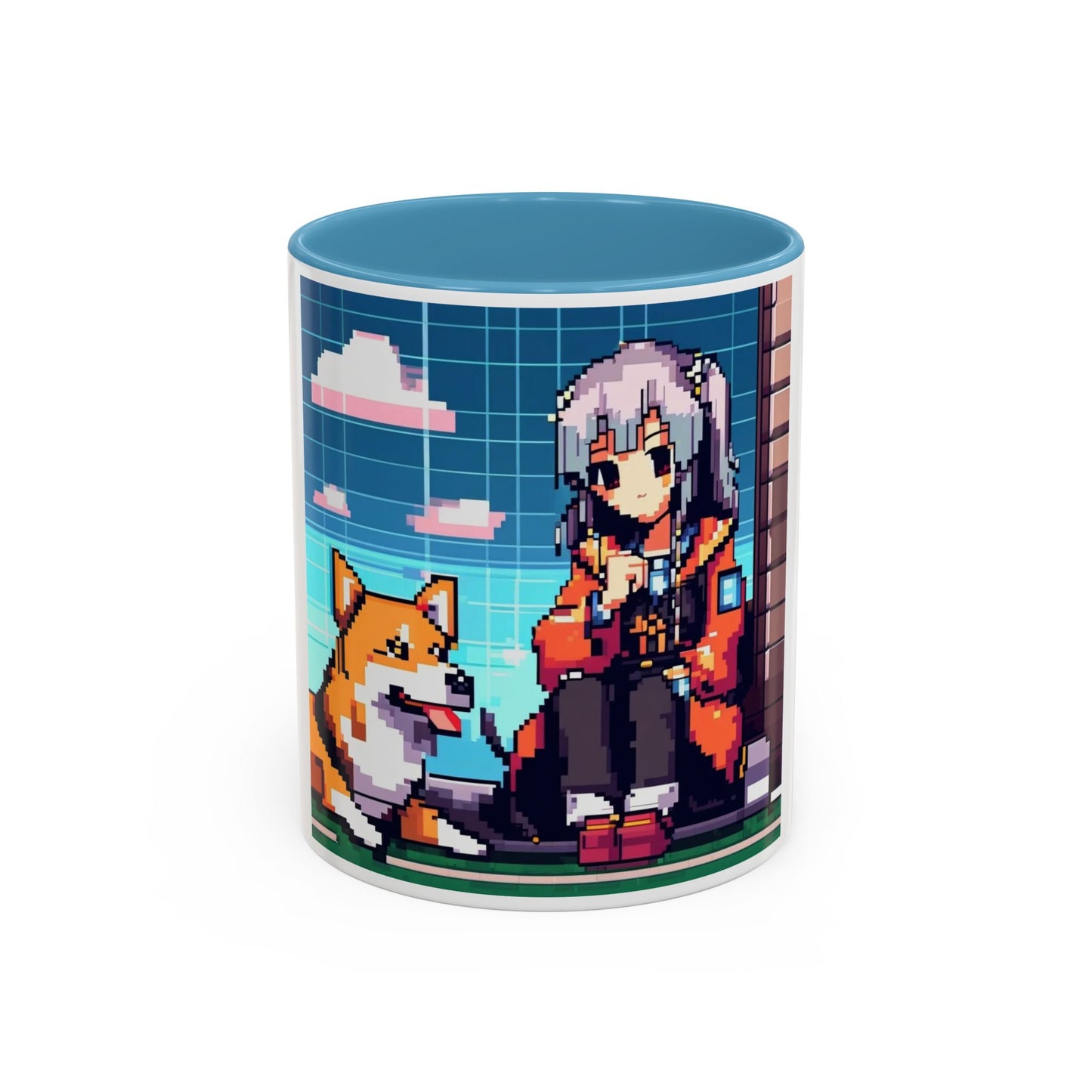 Pixel Anime girl and dog4 Accent Coffee Mug (11, 15oz)