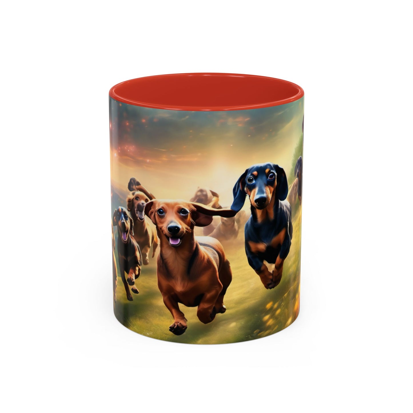 Dachshund dogs running Accent Coffee Mug (11, 15oz)
