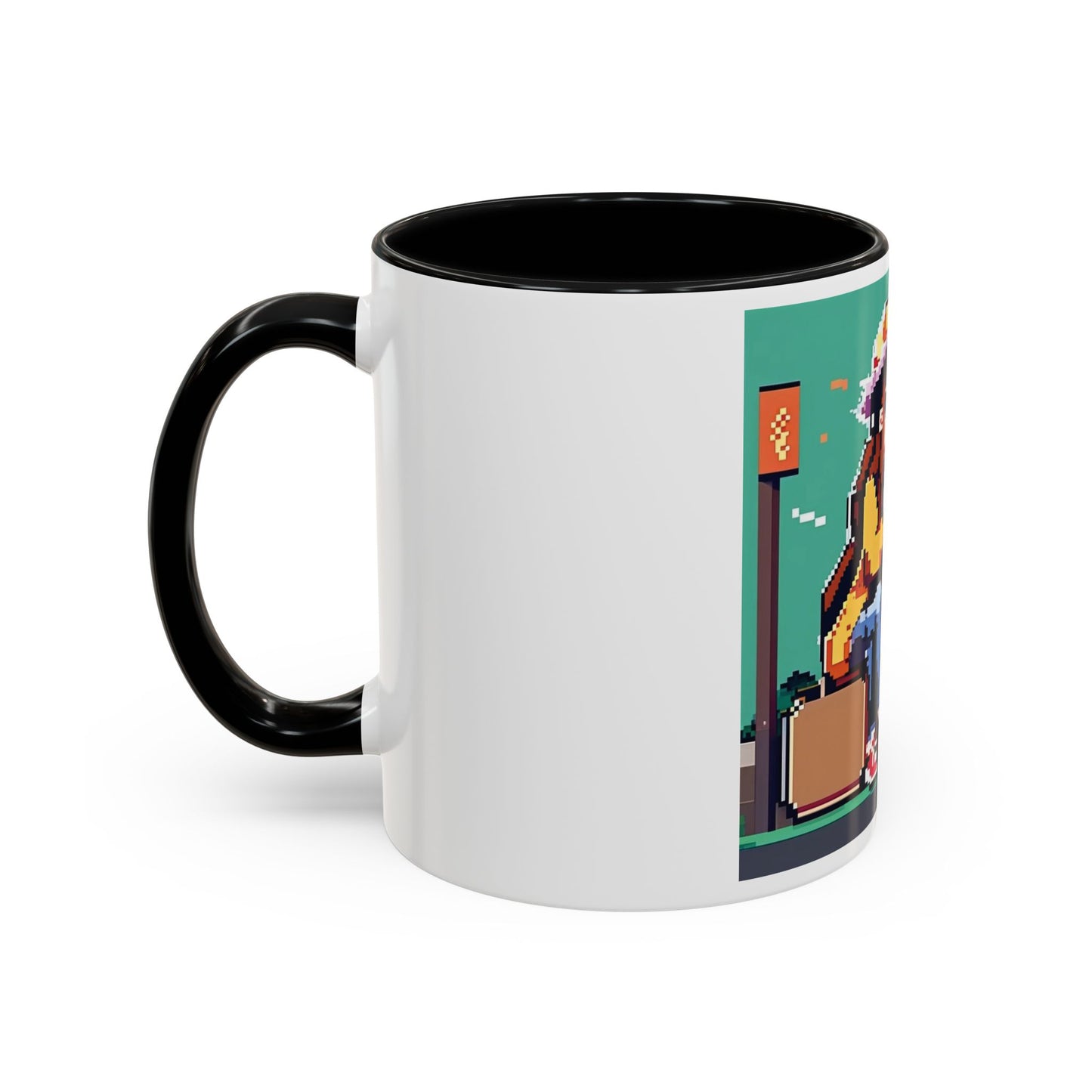 Pixel Anime girl and dog 2 Accent Coffee Mug (11, 15oz)
