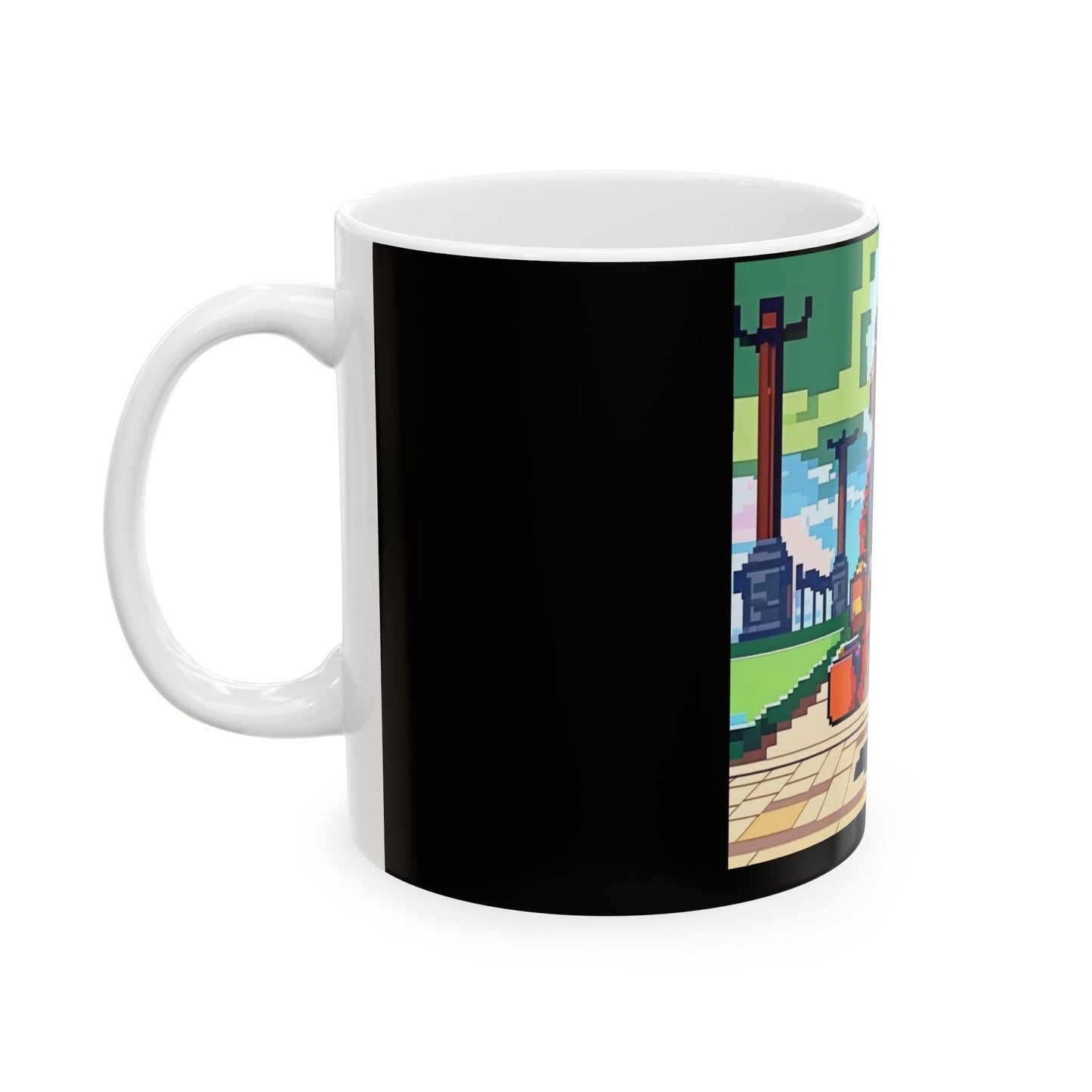 Pixel Anime girl and dog 3 Ceramic Mug, (11oz, 15oz)