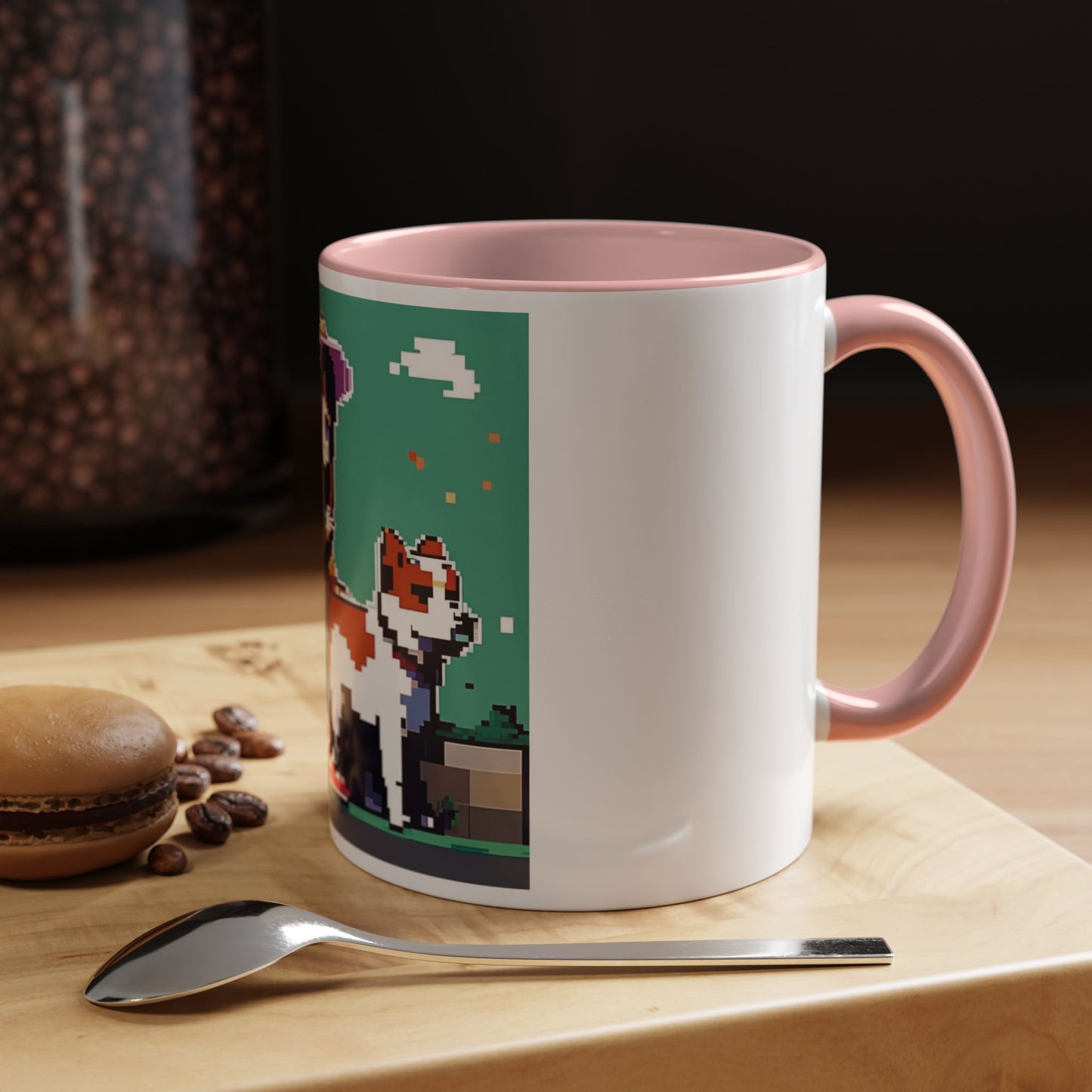 Pixel Anime girl and dog 2 Accent Coffee Mug (11, 15oz)