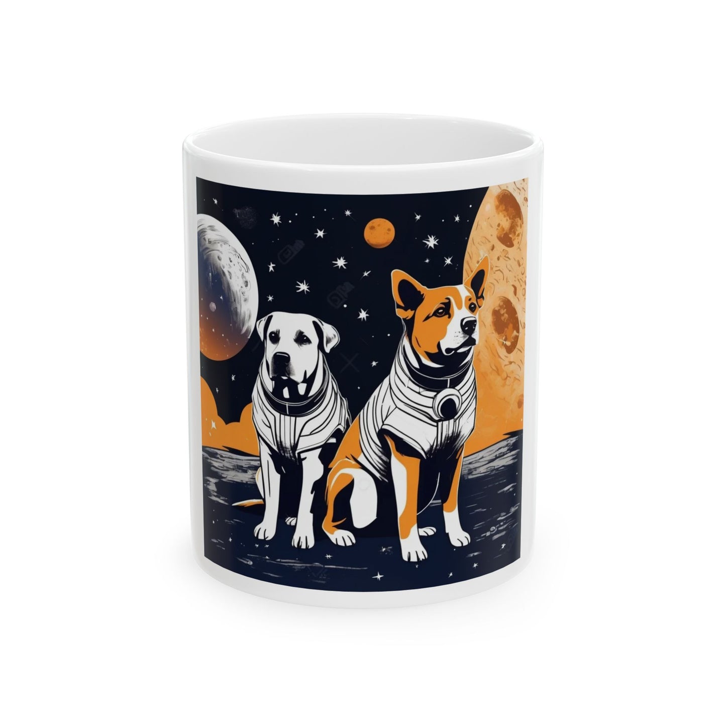 Space Dogs on the Moon Ceramic Mug, (11oz, 15oz)