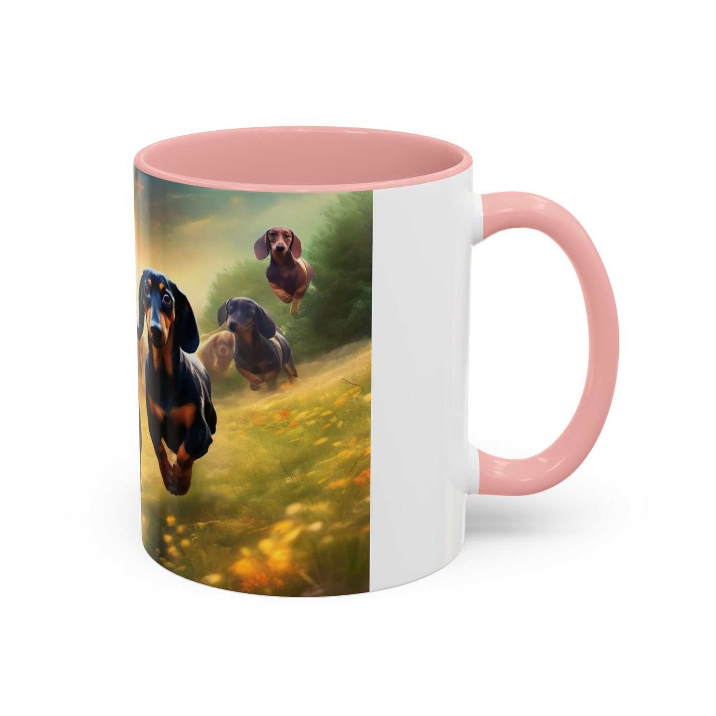 Dachshund dogs running Accent Coffee Mug (11, 15oz)