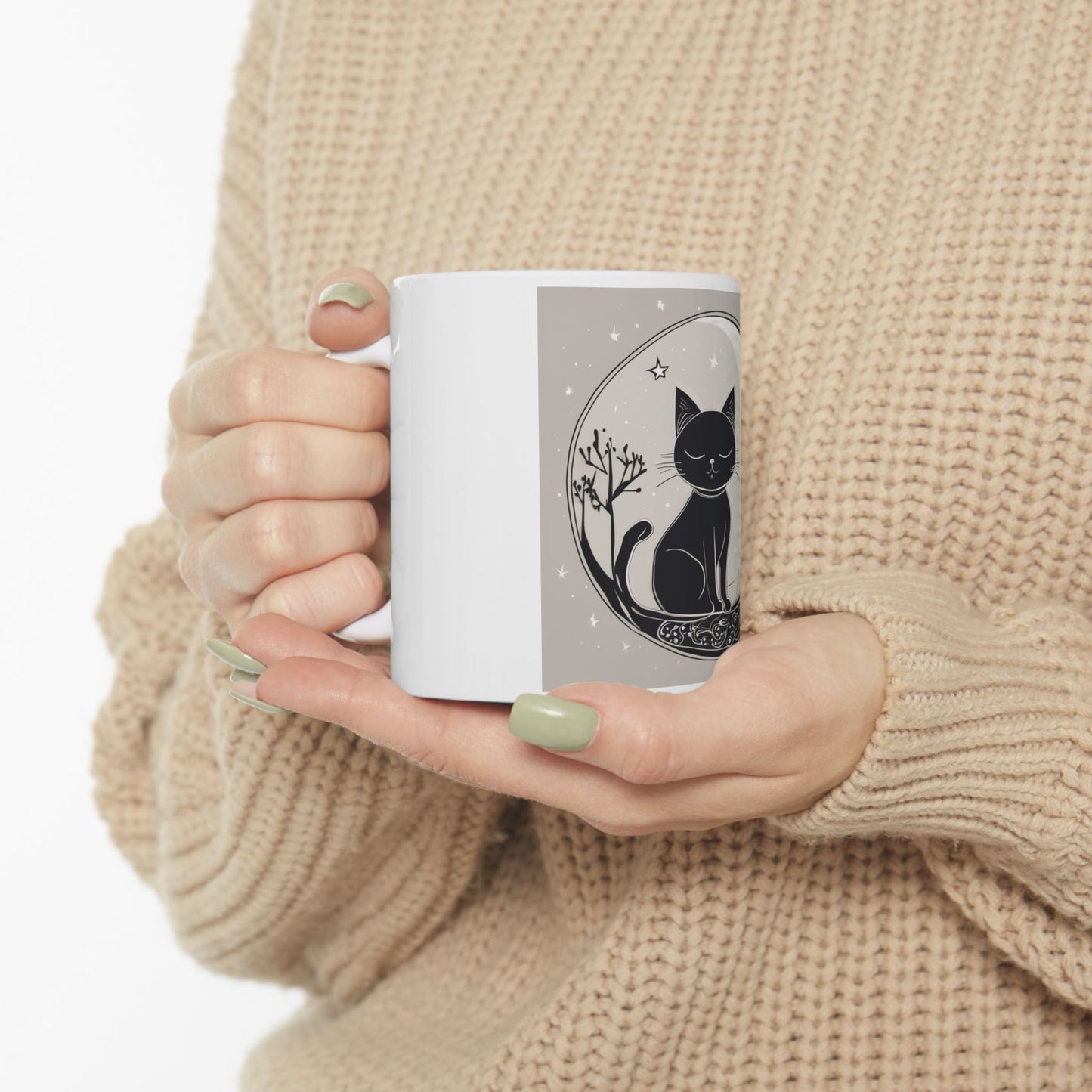 Moon Cat Ceramic Mug, (11oz, 15oz)