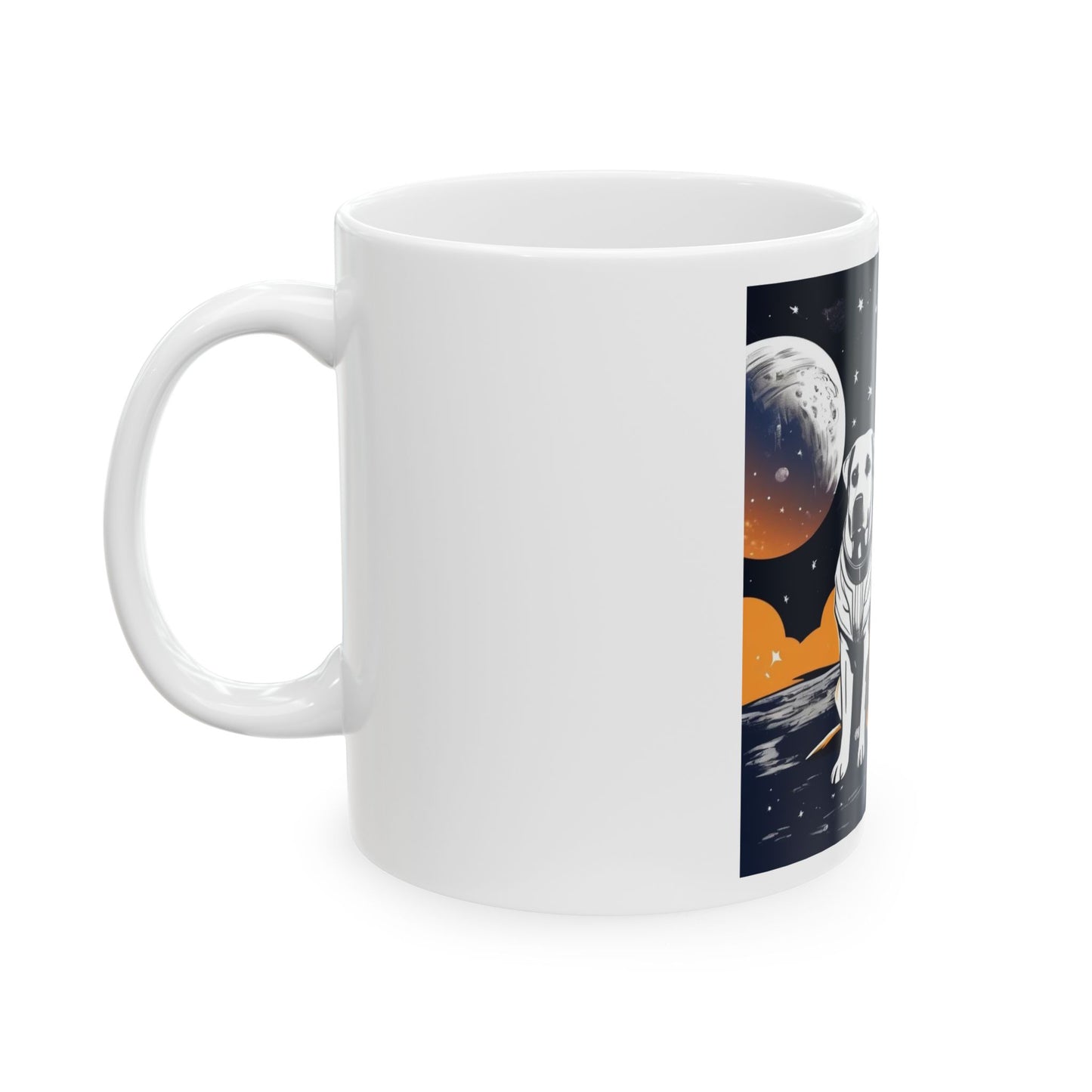 Space Dogs on the Moon Ceramic Mug, (11oz, 15oz)