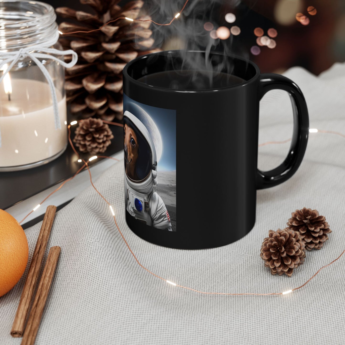 Dachshund Astronaut Dog Black Mug (11oz, 15oz)
