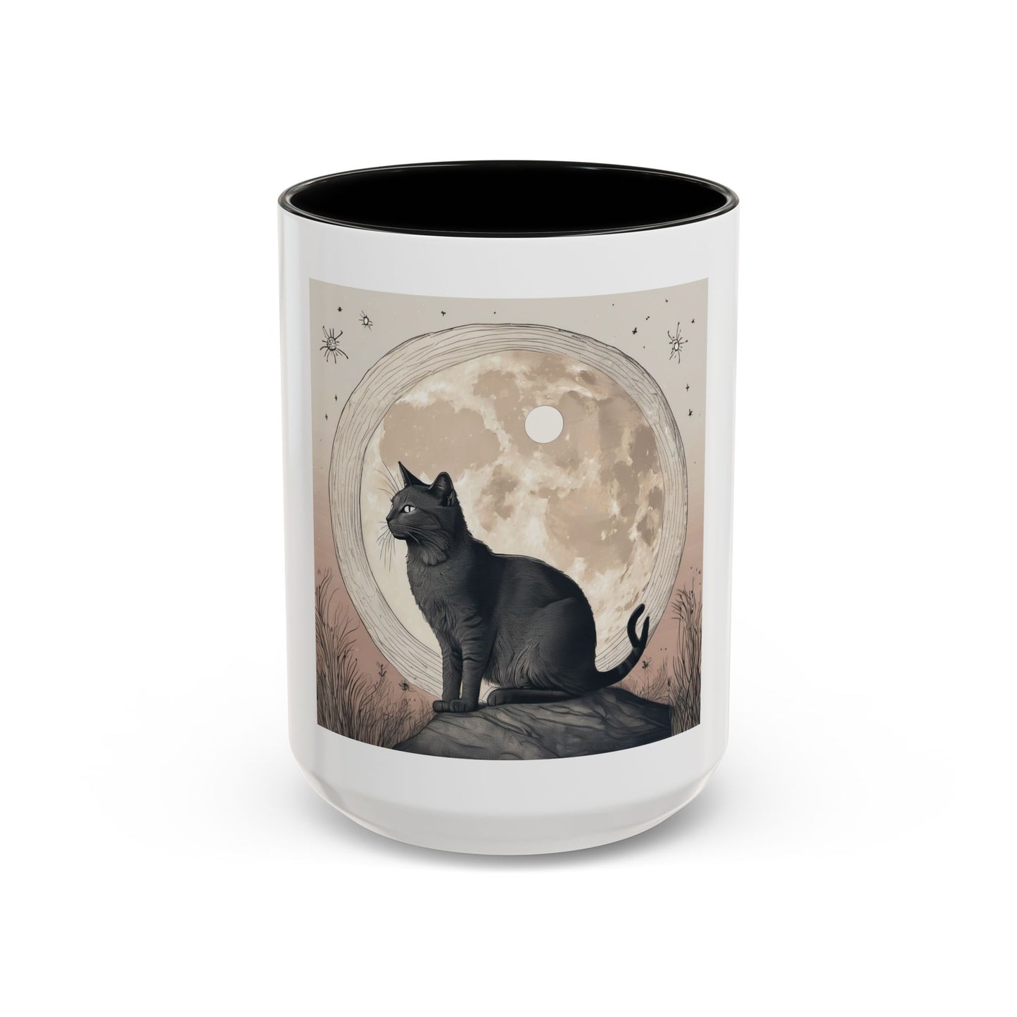 Cute Moon Cat Accent Coffee Mug (11, 15oz)