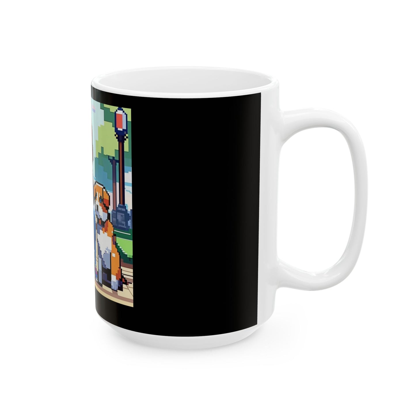 Pixel Anime girl and dog 3 Ceramic Mug, (11oz, 15oz)
