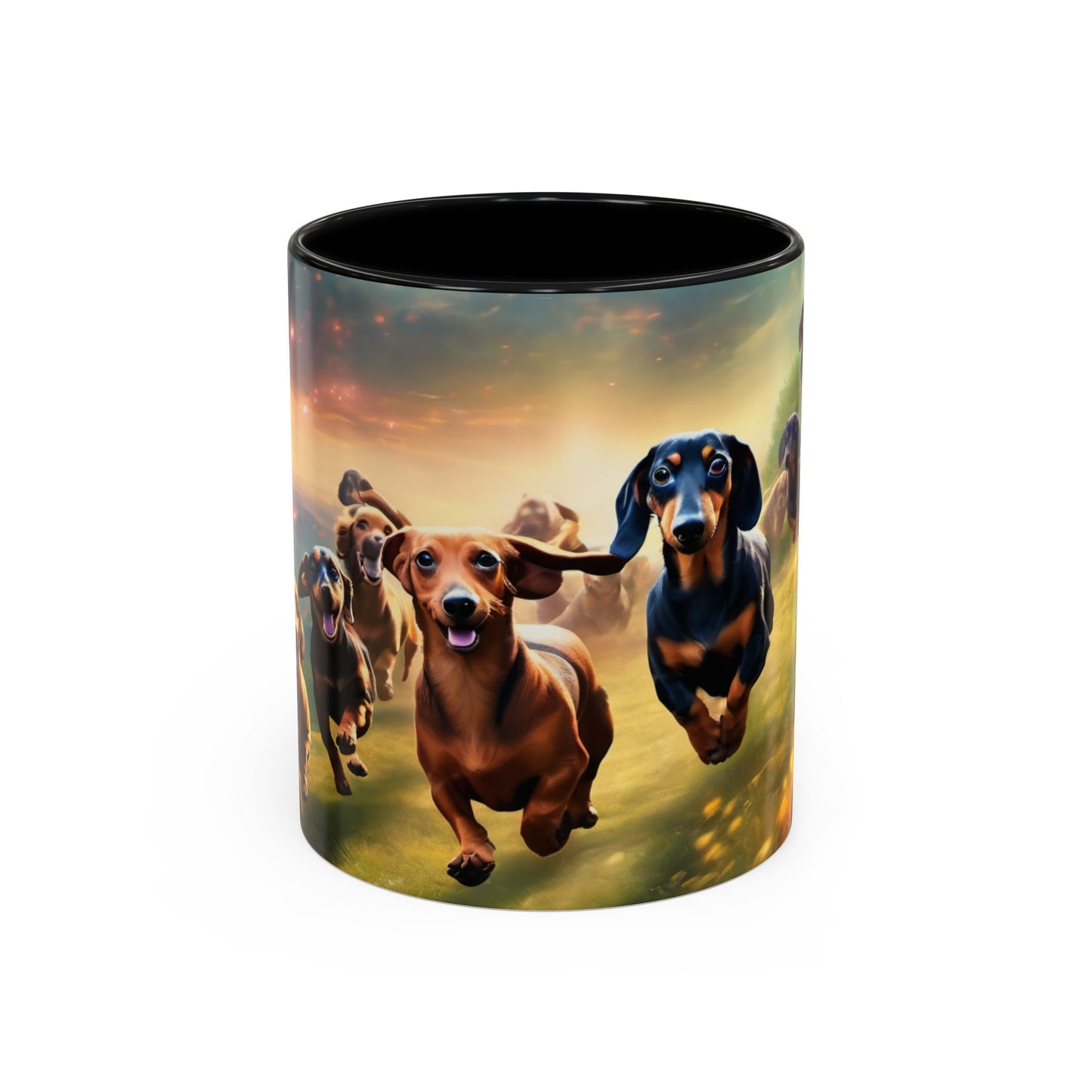 Dachshund dogs running Accent Coffee Mug (11, 15oz)