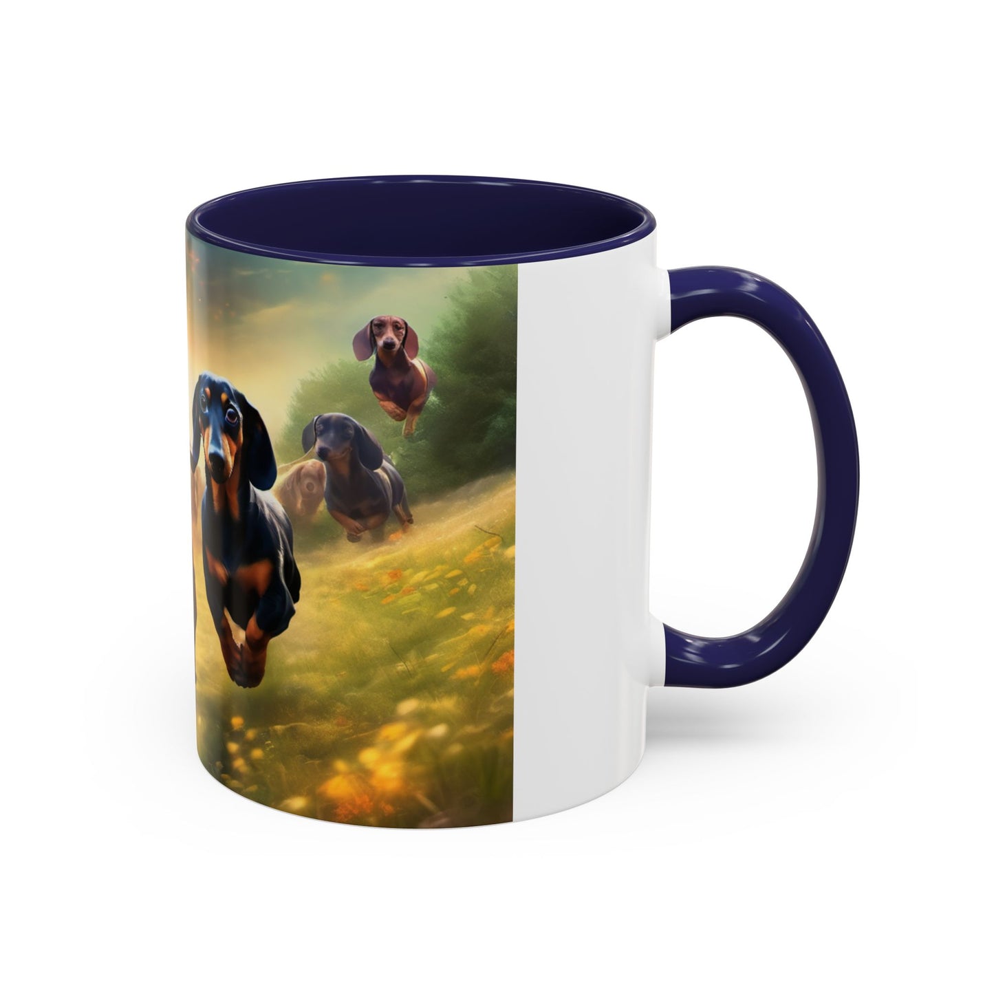 Dachshund dogs running Accent Coffee Mug (11, 15oz)