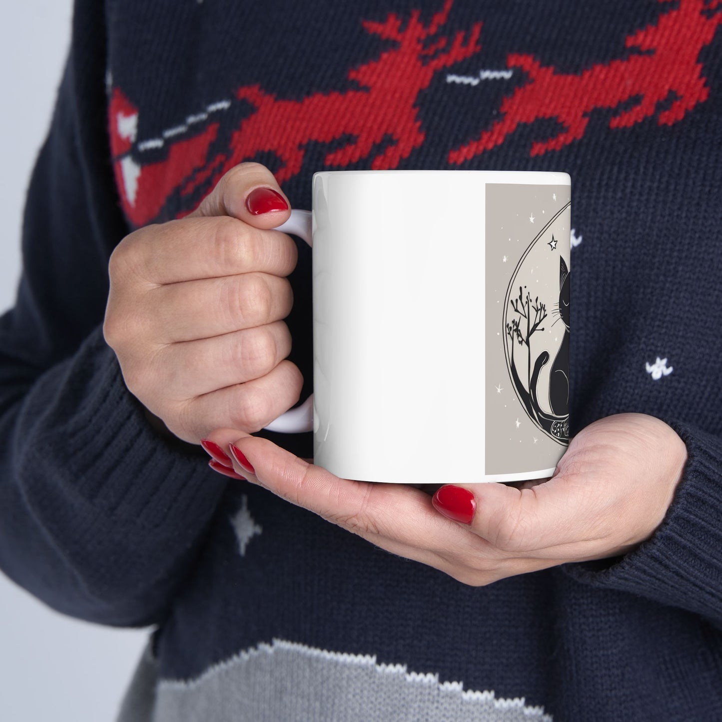 Moon Cat Ceramic Mug, (11oz, 15oz)