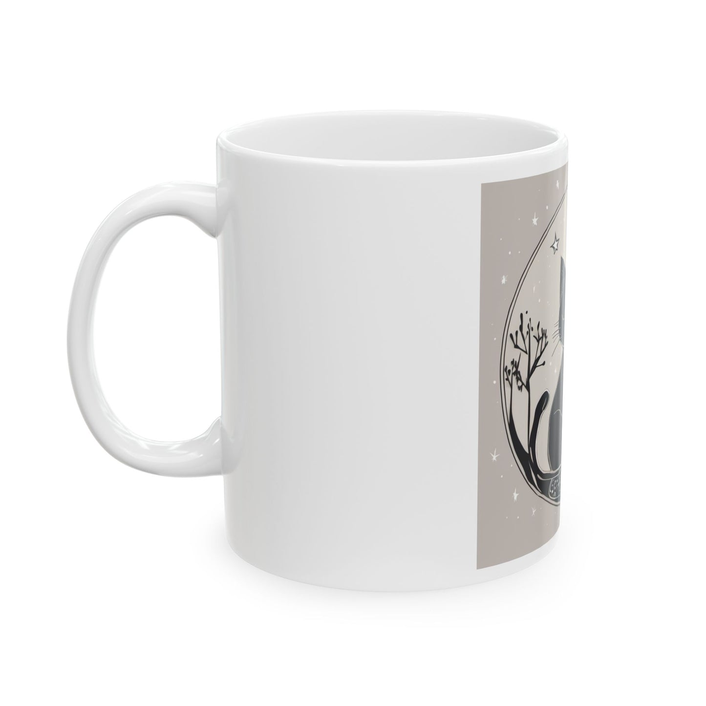 Moon Cat Ceramic Mug, (11oz, 15oz)