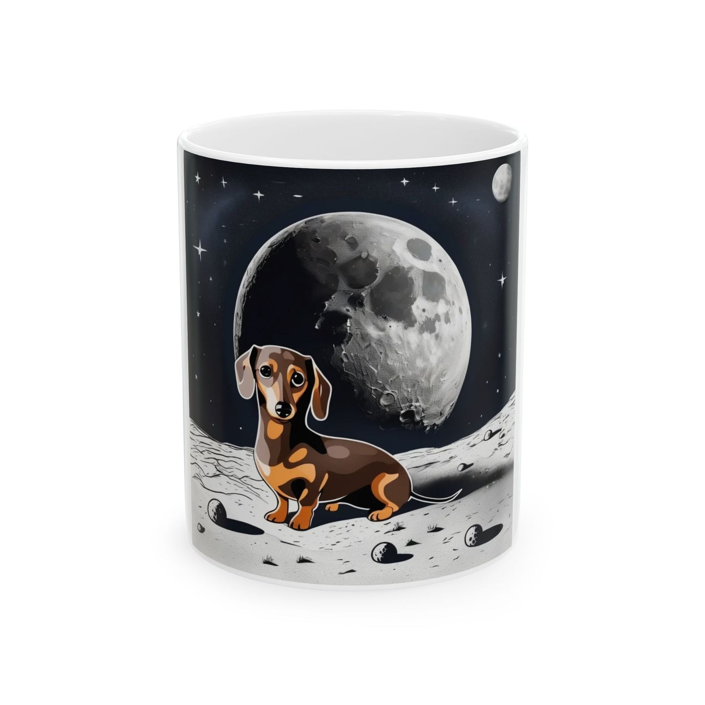 dachshund on the Moon Ceramic Mug, (11oz, 15oz)