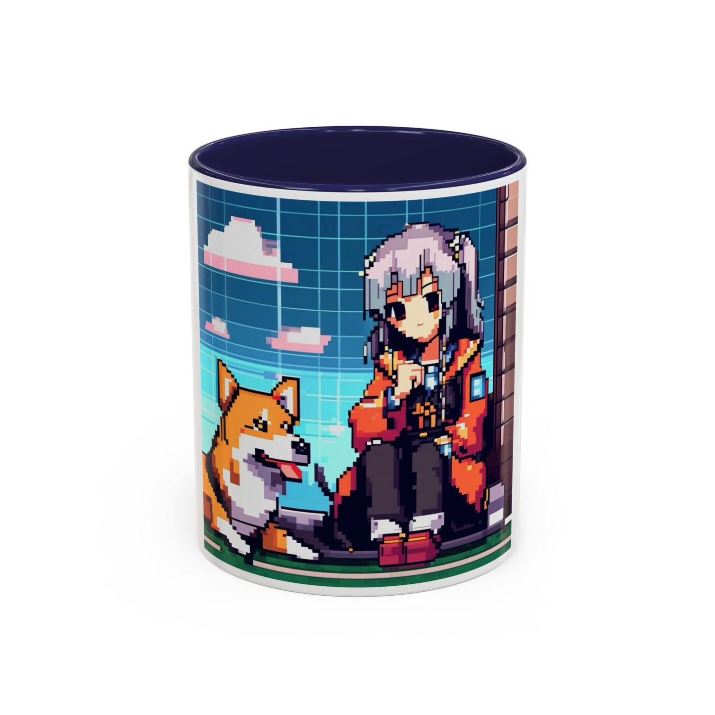 Pixel Anime girl and dog4 Accent Coffee Mug (11, 15oz)