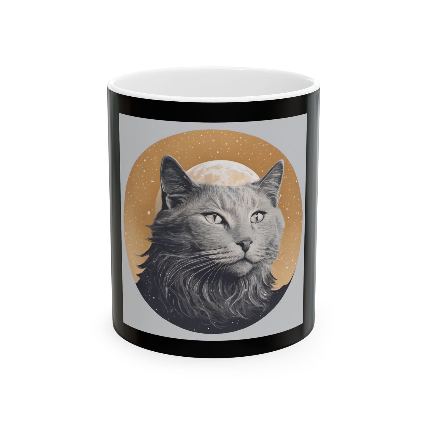 Cute Moon Cat Ceramic Mug, (11oz, 15oz)
