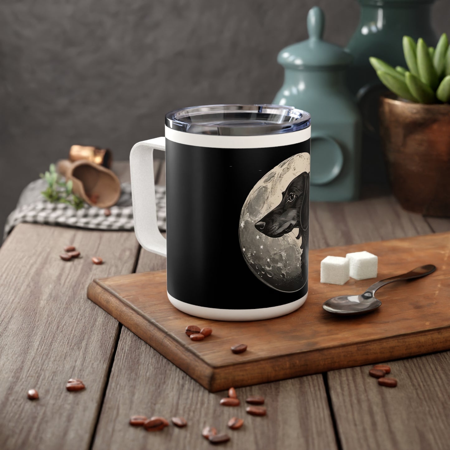 Dachshund on the Moon Insulated Coffee Mug, 10oz