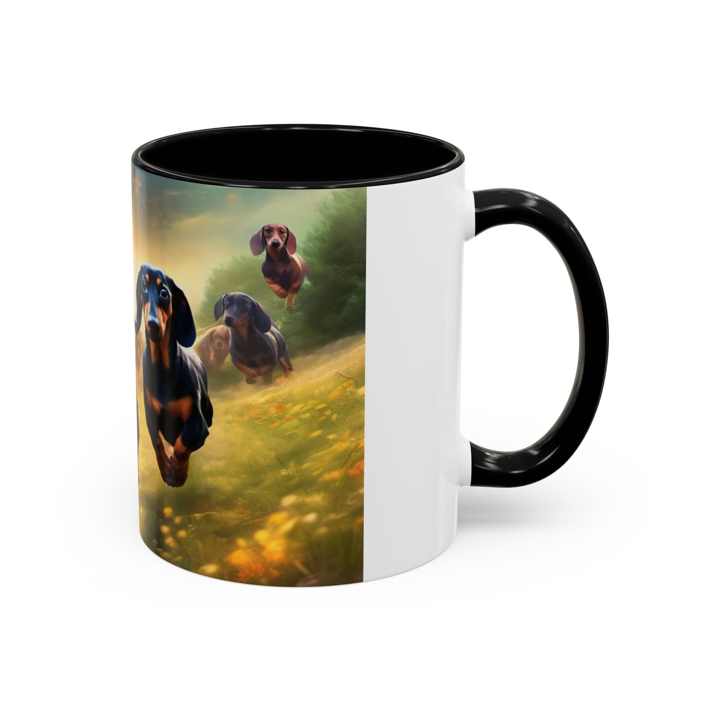 Dachshund dogs running Accent Coffee Mug (11, 15oz)