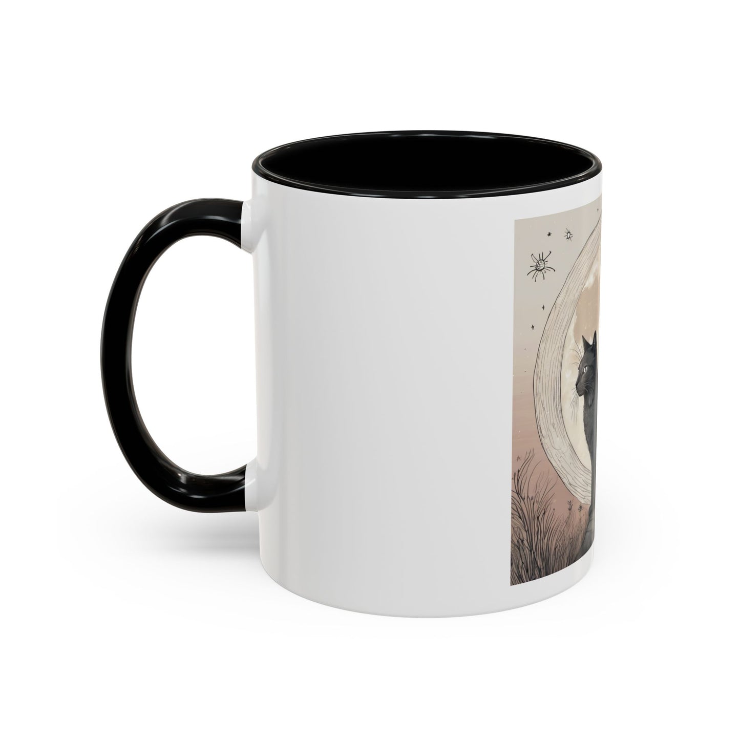 Cute Moon Cat Accent Coffee Mug (11, 15oz)