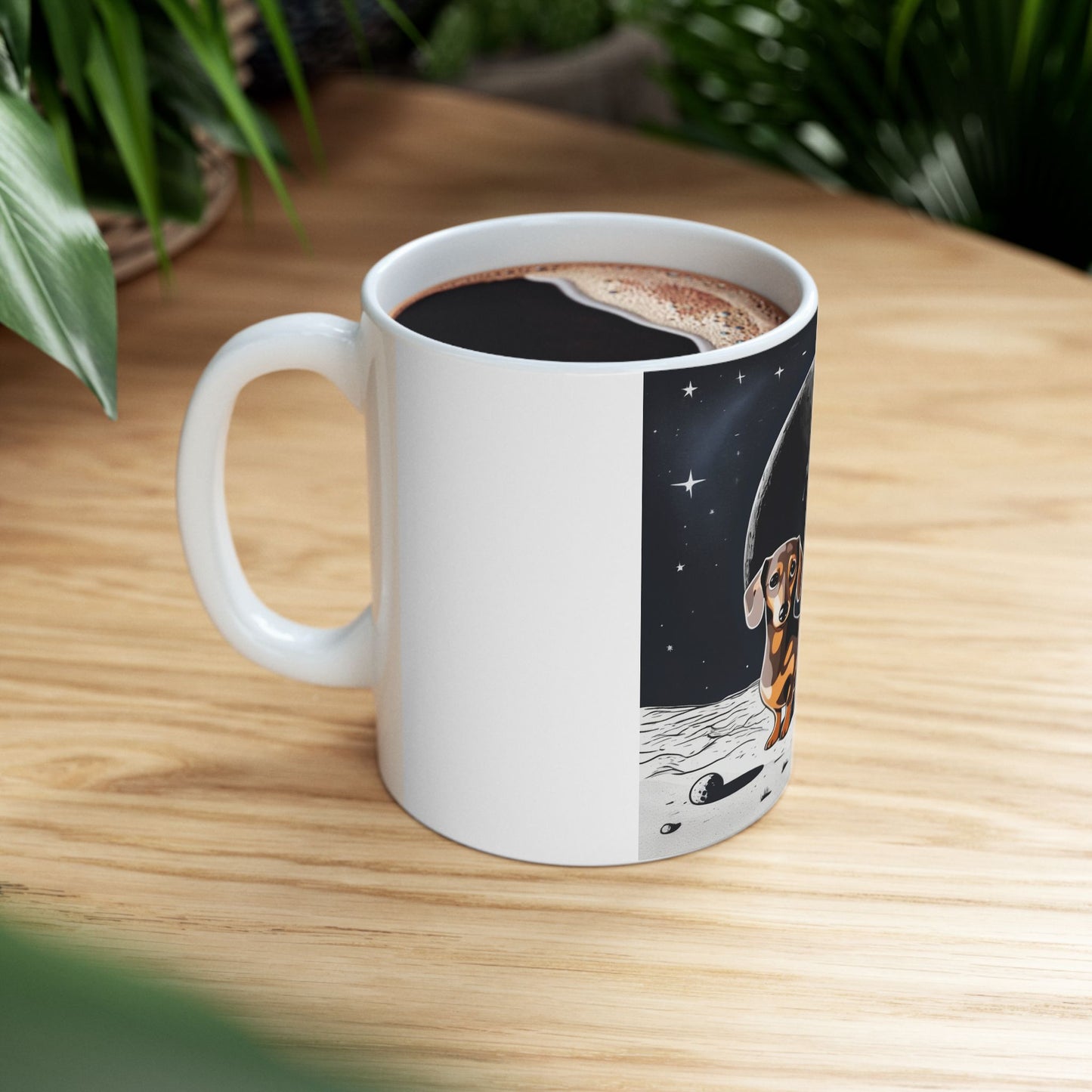 dachshund on the Moon Ceramic Mug, (11oz, 15oz)