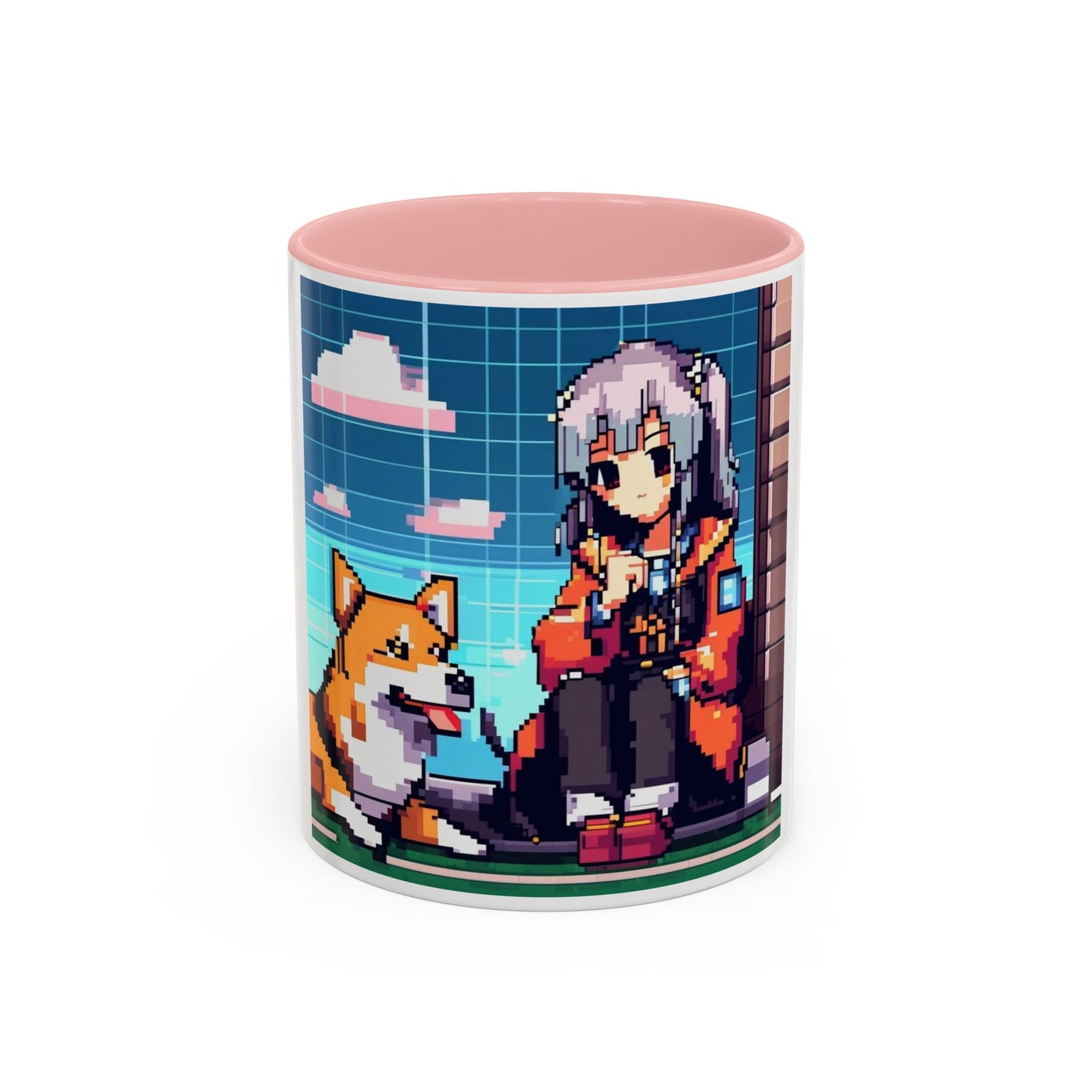 Pixel Anime girl and dog4 Accent Coffee Mug (11, 15oz)
