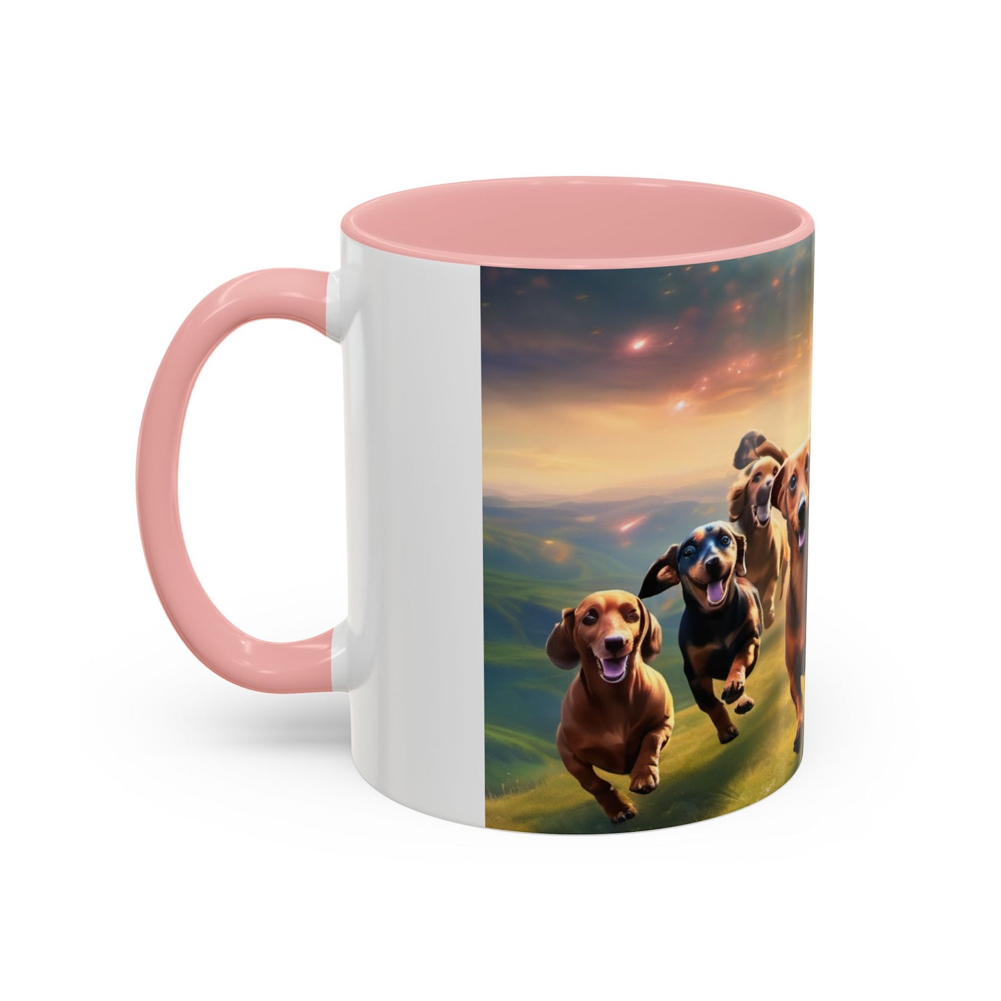 Dachshund dogs running Accent Coffee Mug (11, 15oz)