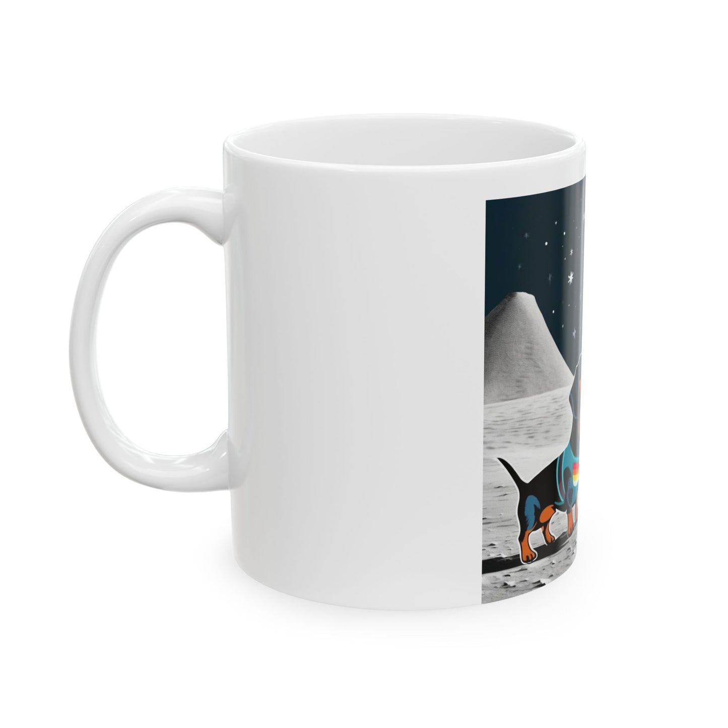 Dachshund on the Moon again Ceramic Mug, (11oz, 15oz)
