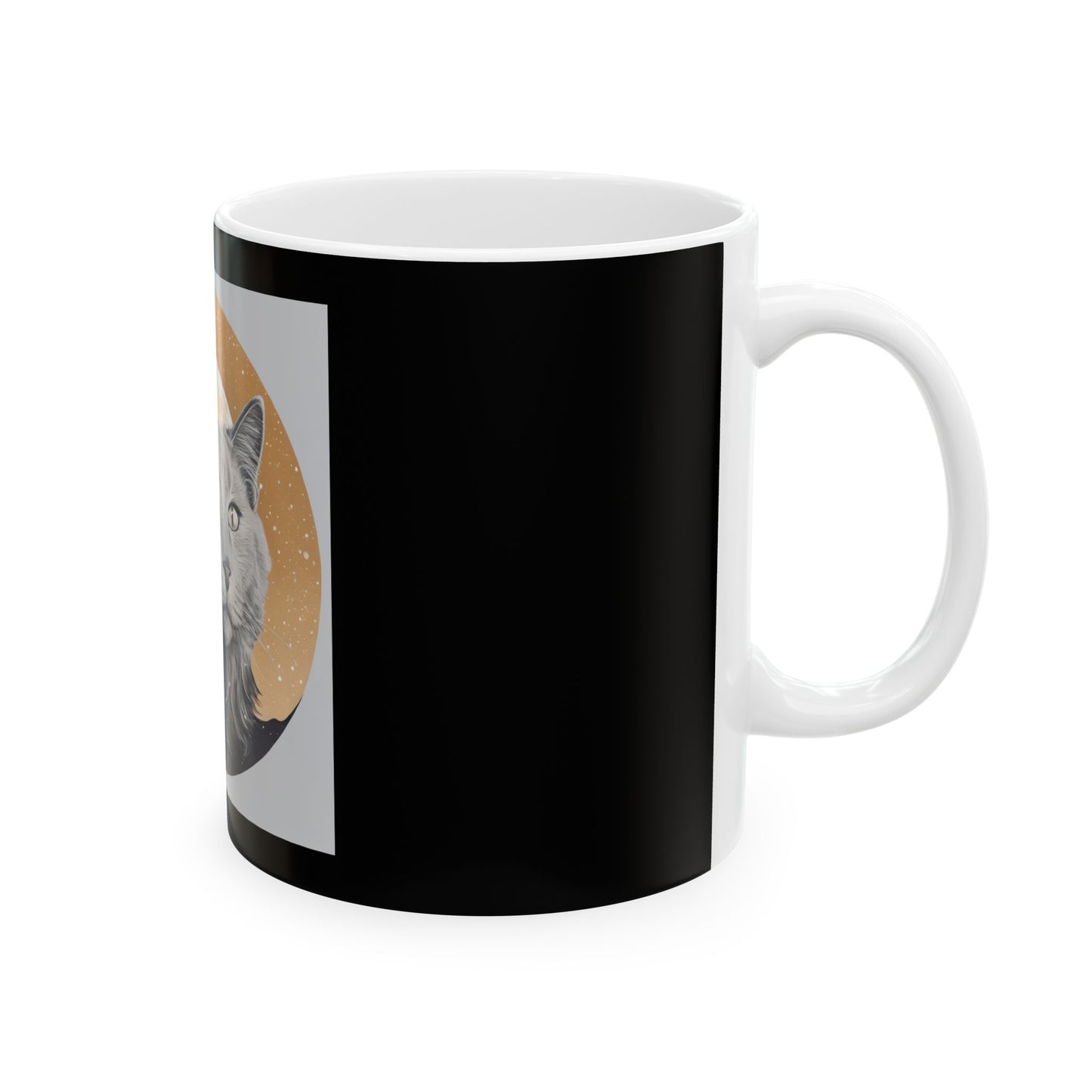 Cute Moon Cat Ceramic Mug, (11oz, 15oz)
