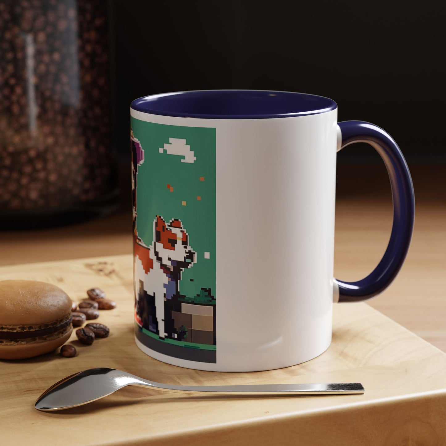 Pixel Anime girl and dog 2 Accent Coffee Mug (11, 15oz)