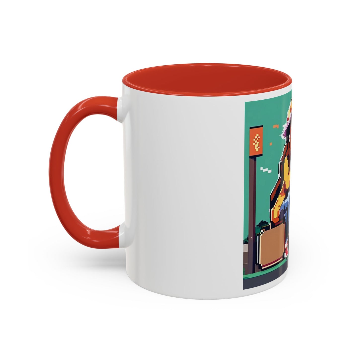 Pixel Anime girl and dog 2 Accent Coffee Mug (11, 15oz)