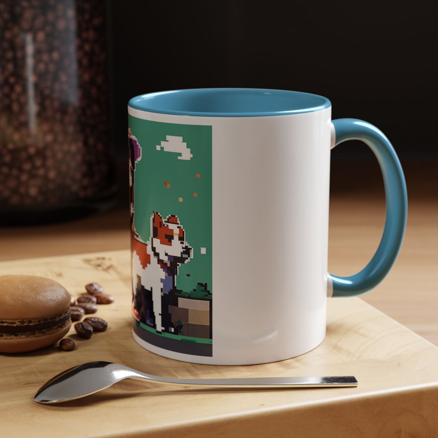 Pixel Anime girl and dog 2 Accent Coffee Mug (11, 15oz)