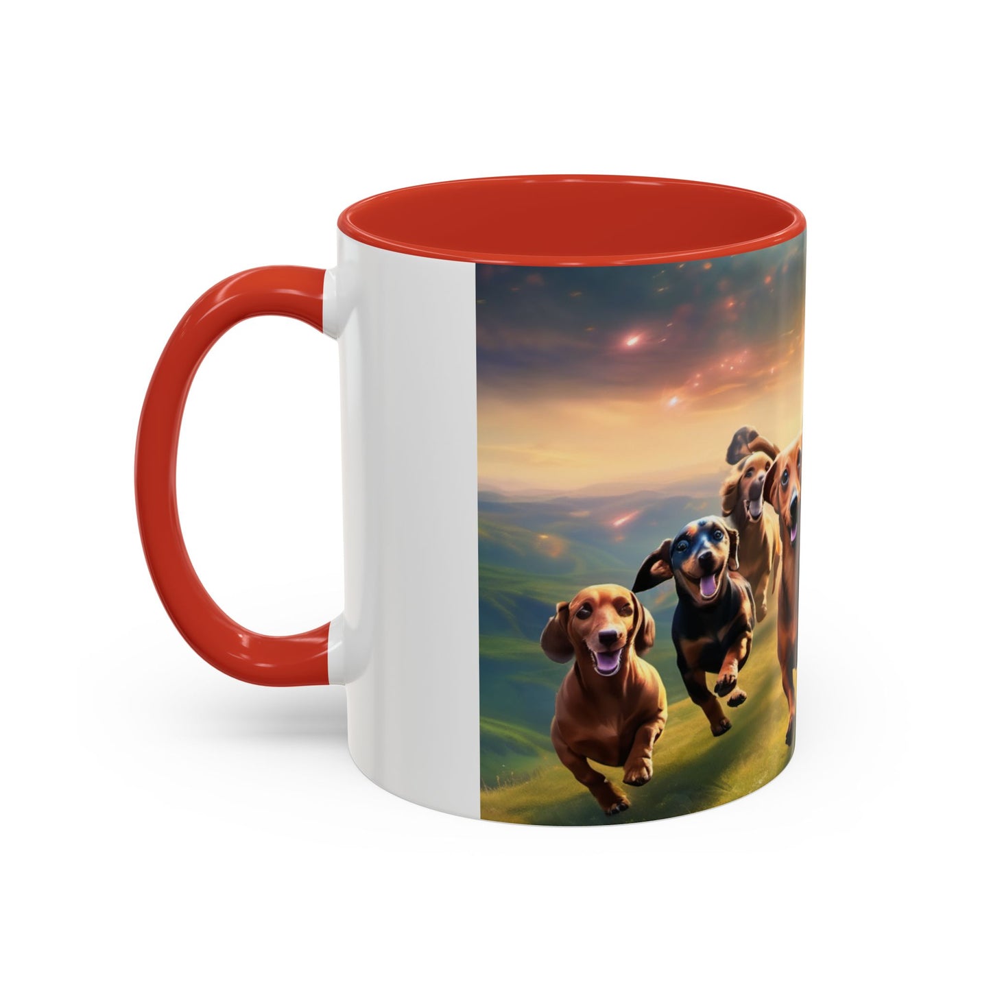 Dachshund dogs running Accent Coffee Mug (11, 15oz)