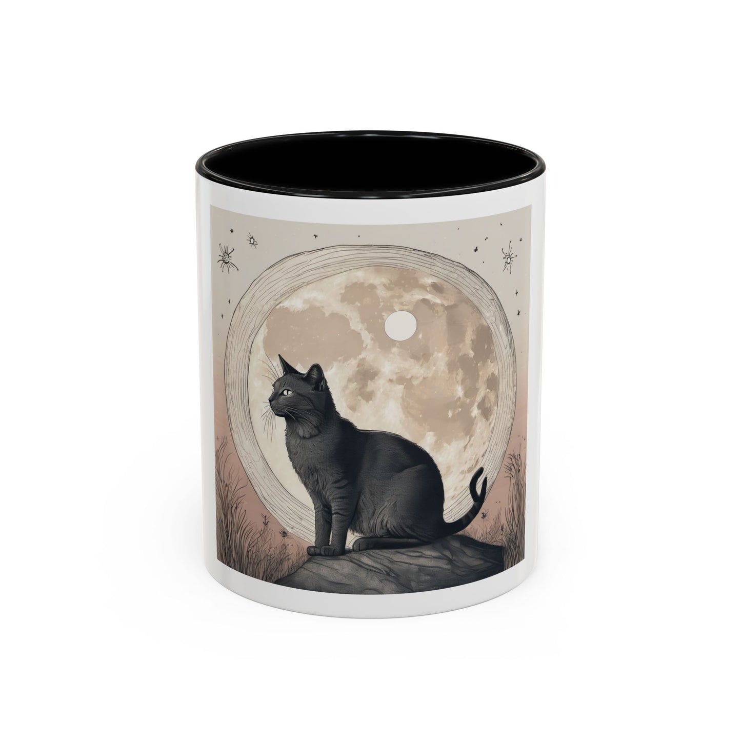Cute Moon Cat Accent Coffee Mug (11, 15oz)