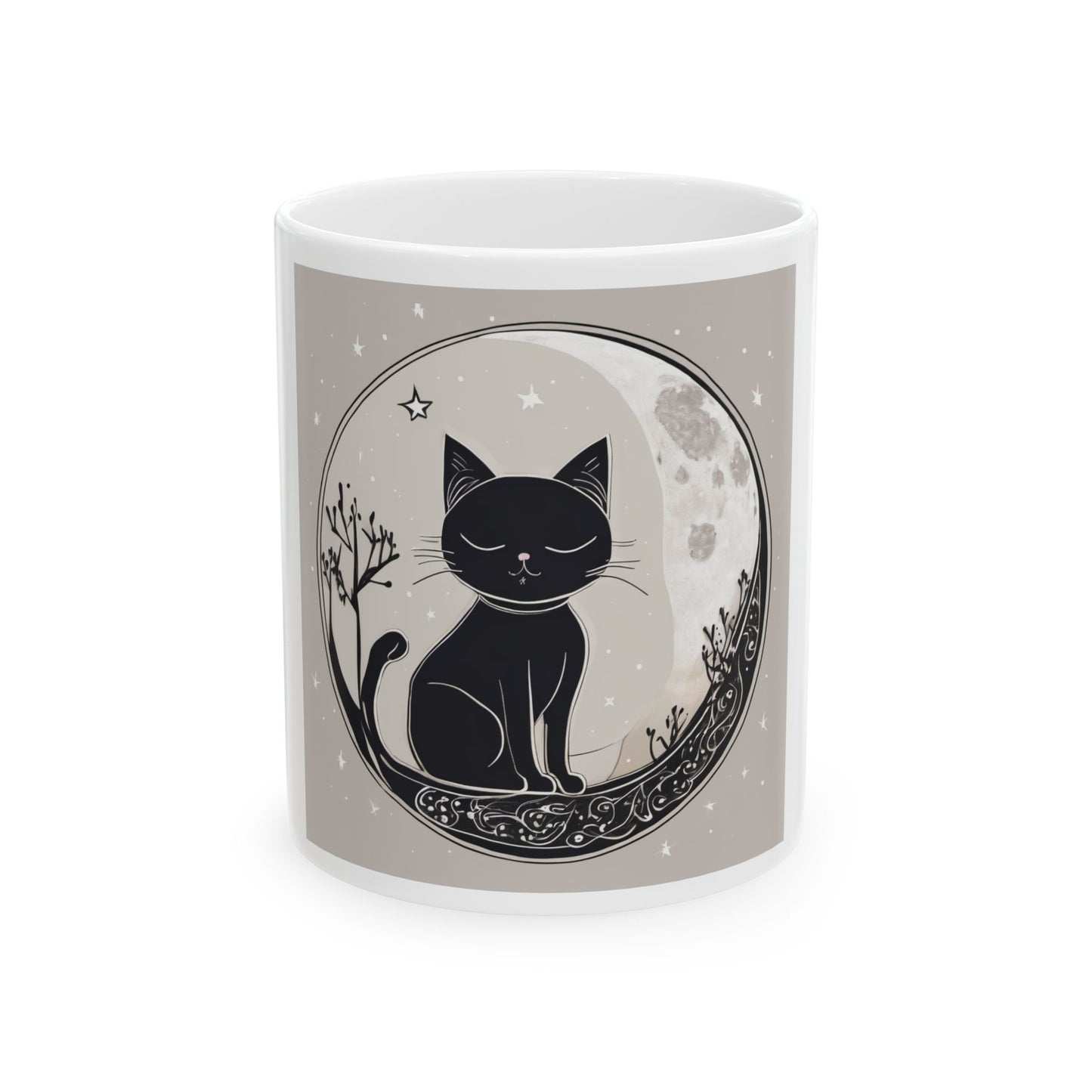 Moon Cat Ceramic Mug, (11oz, 15oz)