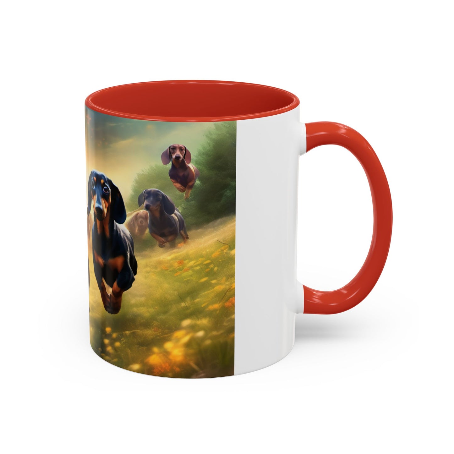 Dachshund dogs running Accent Coffee Mug (11, 15oz)