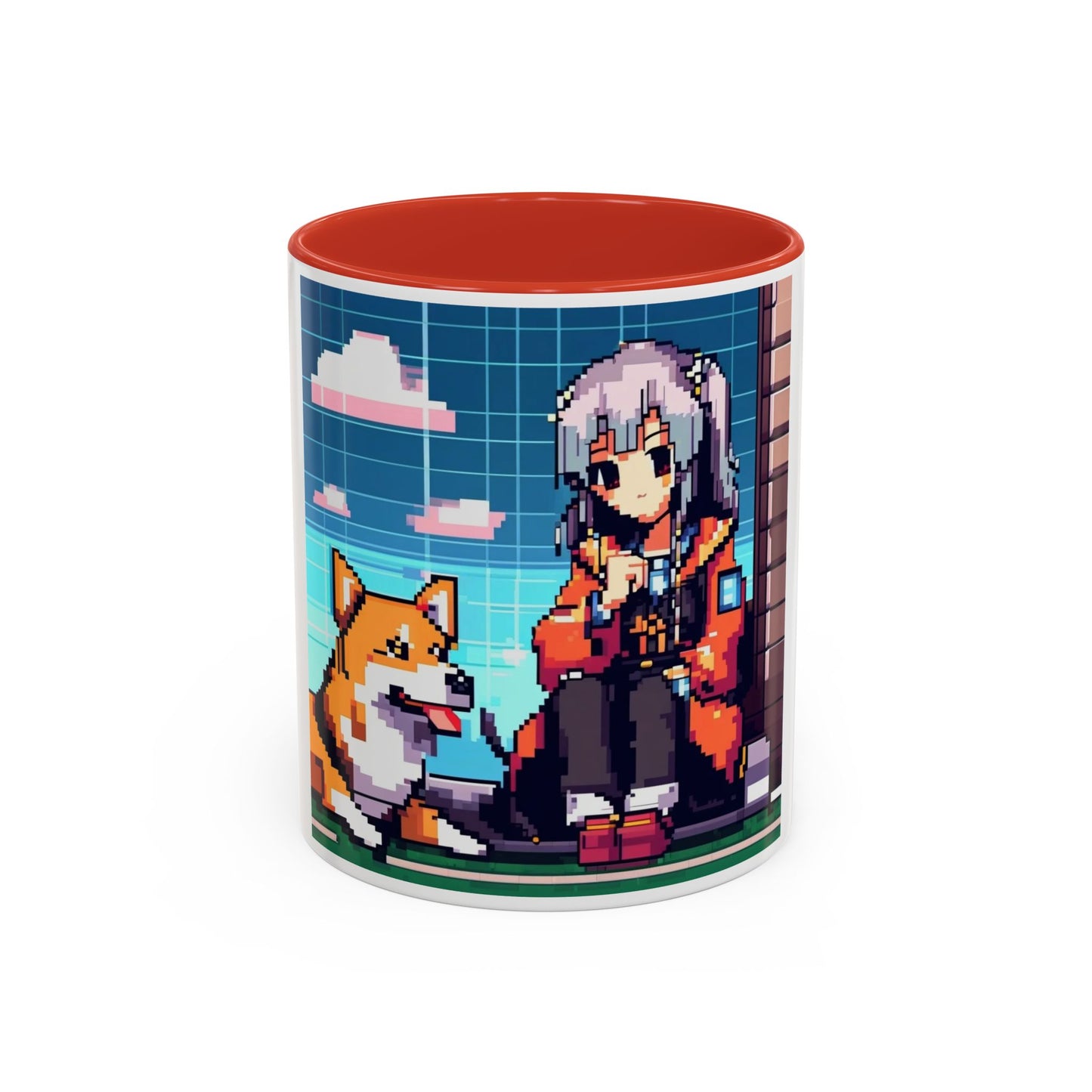 Pixel Anime girl and dog4 Accent Coffee Mug (11, 15oz)