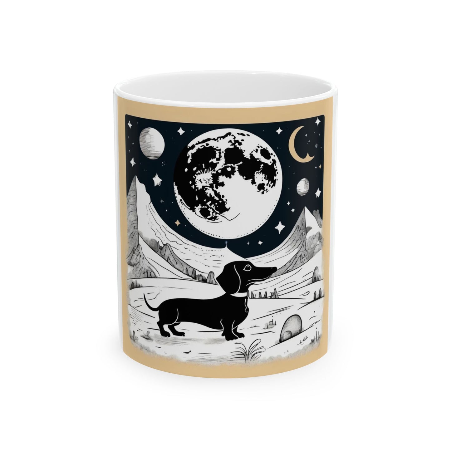 dog dachshund Ceramic Mug, (11oz, 15oz)