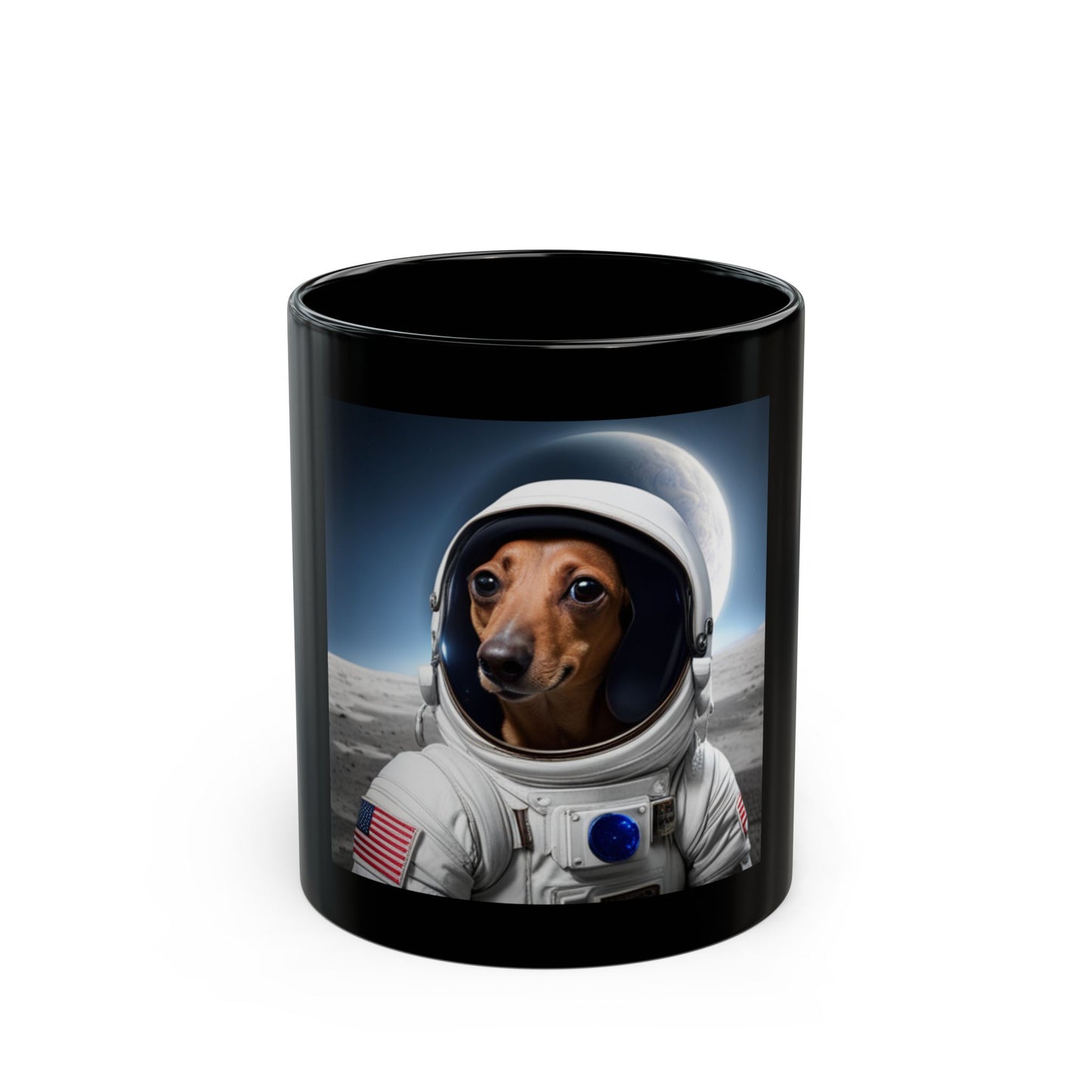 Dachshund Astronaut Dog Black Mug (11oz, 15oz)