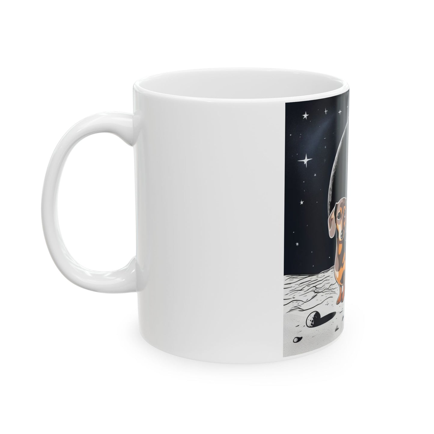 dachshund on the Moon Ceramic Mug, (11oz, 15oz)