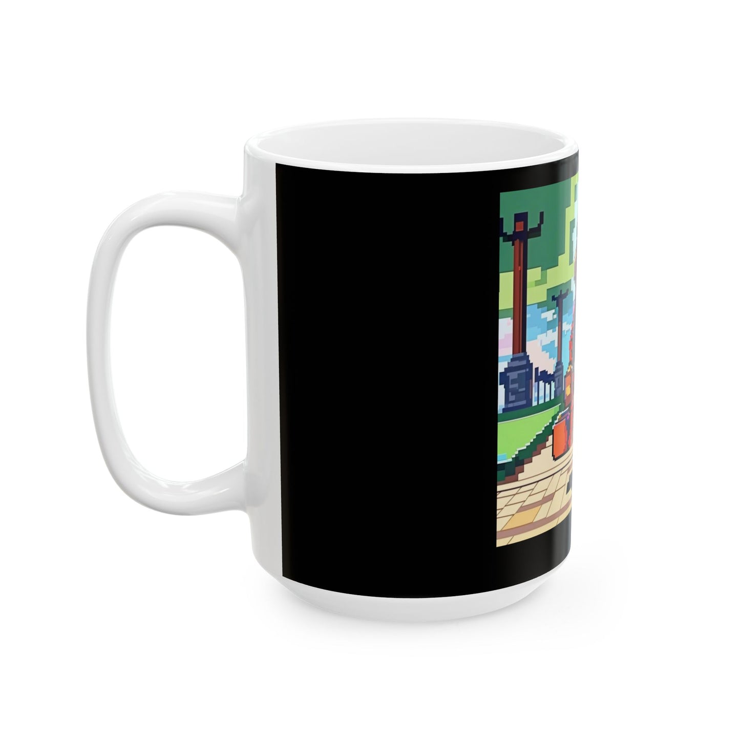 Pixel Anime girl and dog 3 Ceramic Mug, (11oz, 15oz)