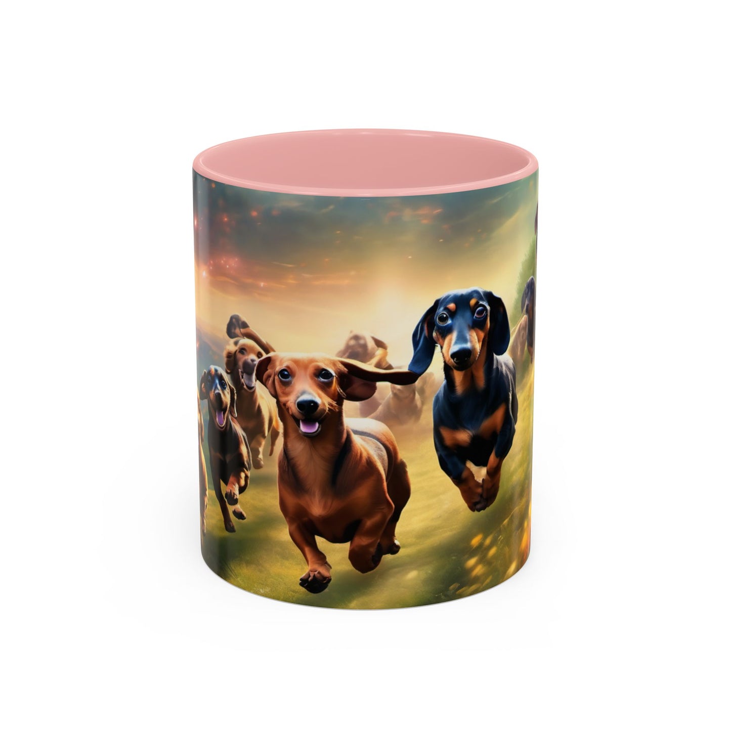 Dachshund dogs running Accent Coffee Mug (11, 15oz)