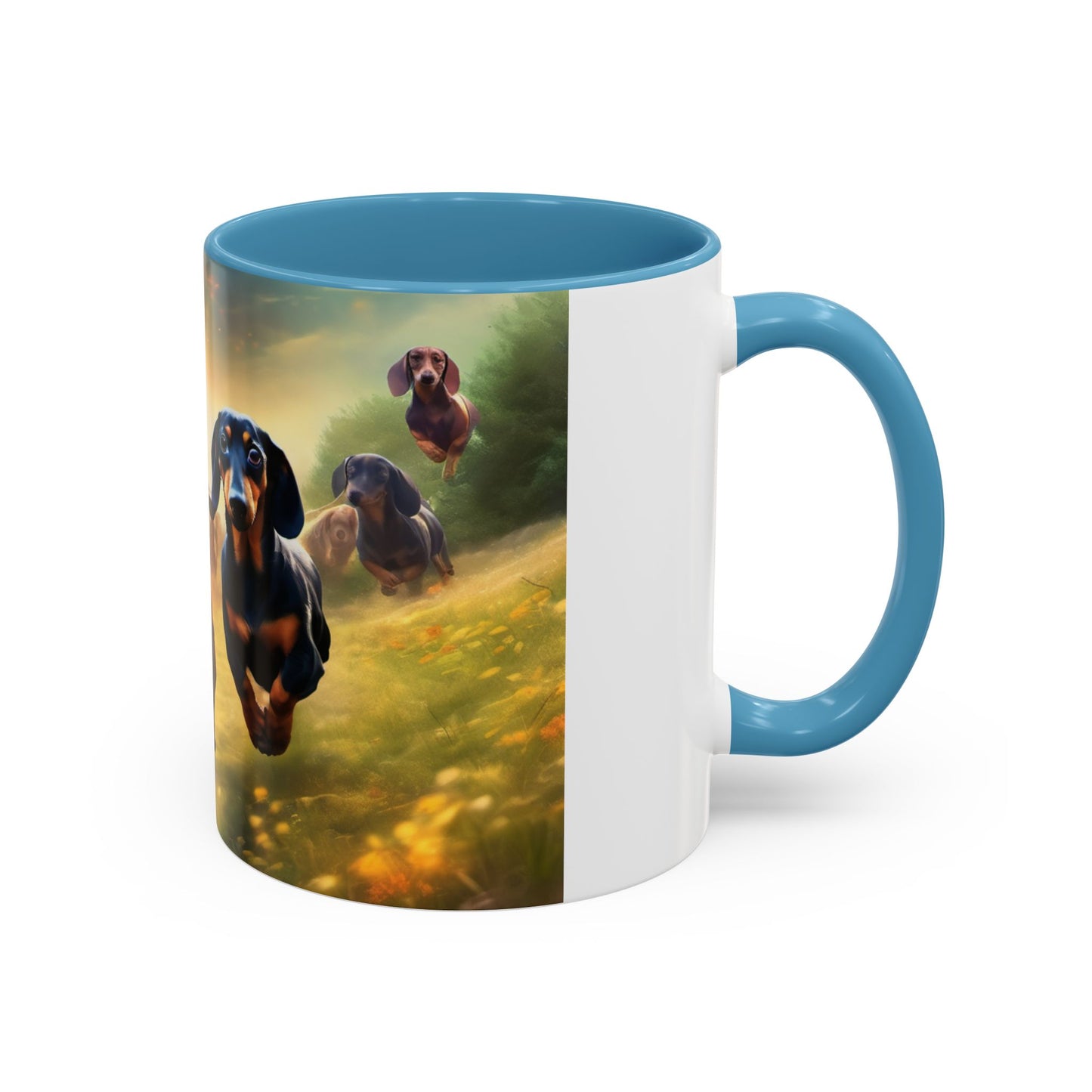 Dachshund dogs running Accent Coffee Mug (11, 15oz)