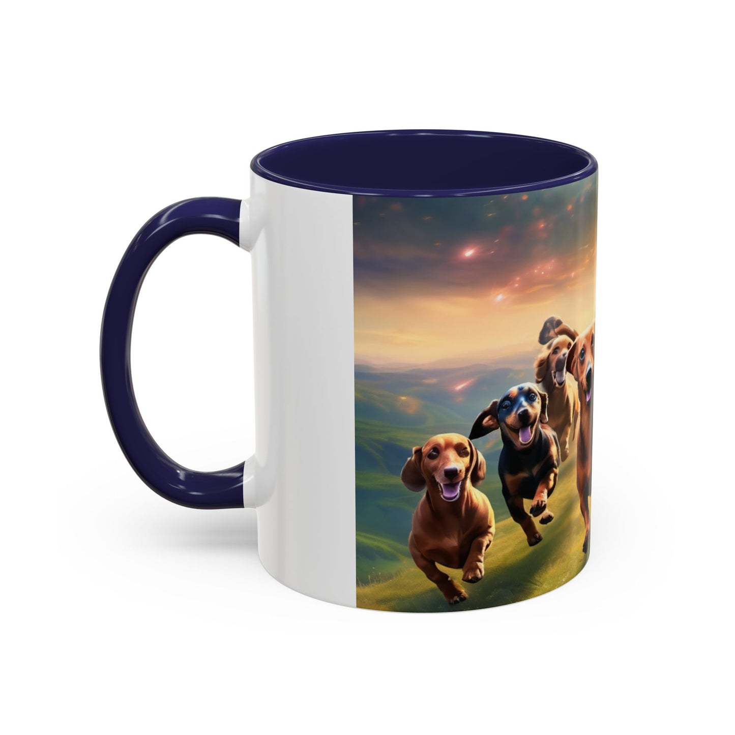 Dachshund dogs running Accent Coffee Mug (11, 15oz)